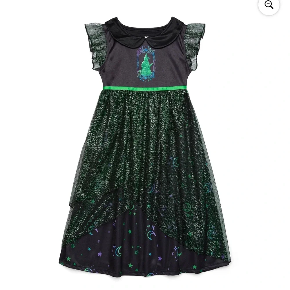 Universal Wicked Elphaba Nightgown Pajama Dress 2T Black Green Halloween Sleepwe